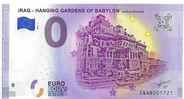 IRAQ 2019-1 HANGING GARDENS OF BABYLON BILLET SOUVENIR 0 EURO TOURISTIQUE NEUF