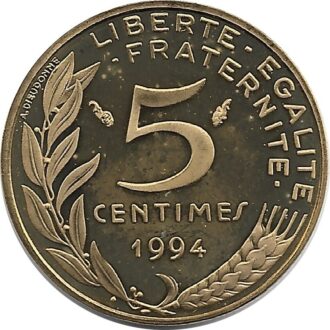 FRANCE 5 CENTIMES LAGRIFFOUL 1994 BE