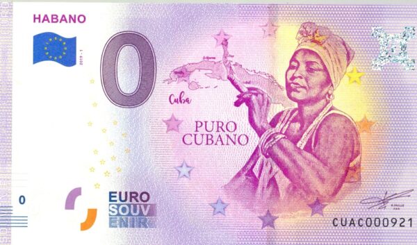 CUBA 2019 -1 HABANO BILLET SOUVENIR 0 EURO TOURISTIQUE NEUF