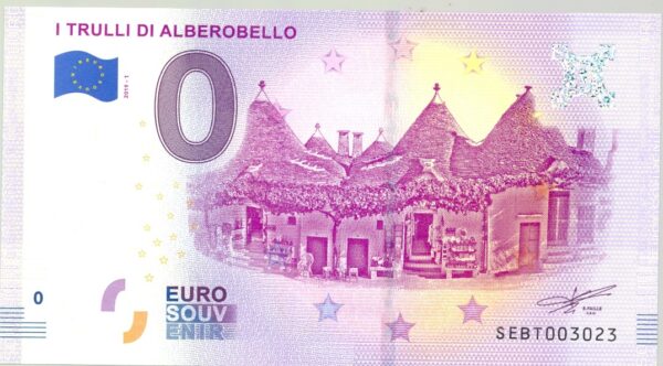 ITALIE 2019-1 I TRULLI DI ALBEROBELLO BILLET SOUVENIR 0 EURO NEUF