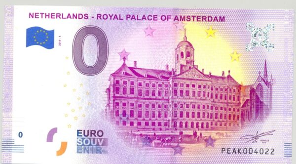 PAYS-BAS 2019-1 ROYAL PALACE OF AMSTERDAM BILLET SOUVENIR 0 EURO TOURISTIQUE NEUF