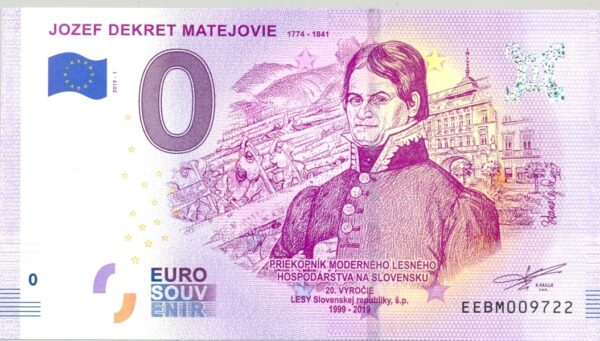 SLOVAQUIE 2019-1 JOZEF DEKRET MATEJOVIE BILLET SOUVENIR 0 EURO TOURISTIQUE NEUF