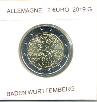 ALLEMAGNE 2019 G 2 EURO COMMEMORATIVE BADEN WURTTEMBERG SUP
