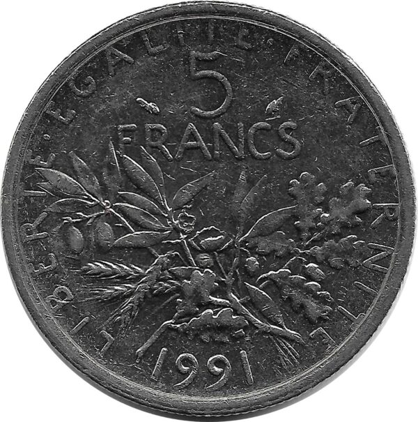 FRANCE 5 FRANCS ROTY 1991 TTB+