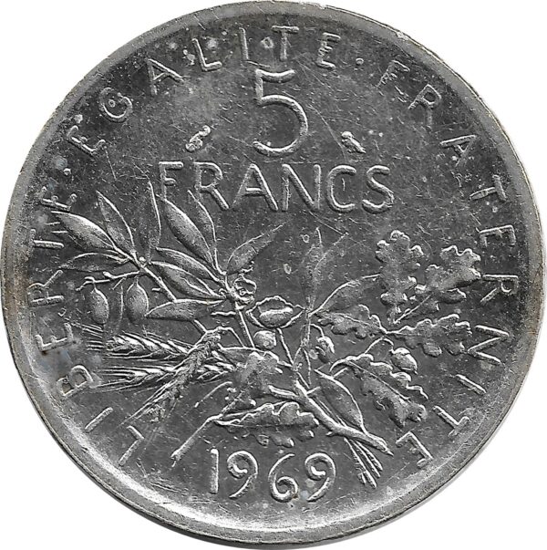 FRANCE 5 FRANCS ROTY 1969 TTB+