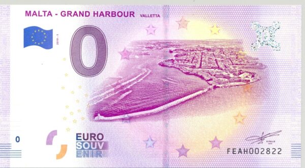 MALTE 2019-1 GRAND HARBOUR BILLET SOUVENIR 0 EURO TOURISTIQUE NEUF