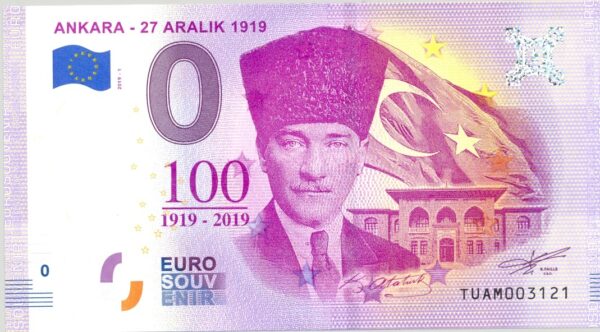 TURQUIE 2019-1 ANKARA 27 ARALIK 1919 BILLET SOUVENIR 0 EURO TOURISTIQUE NEUF