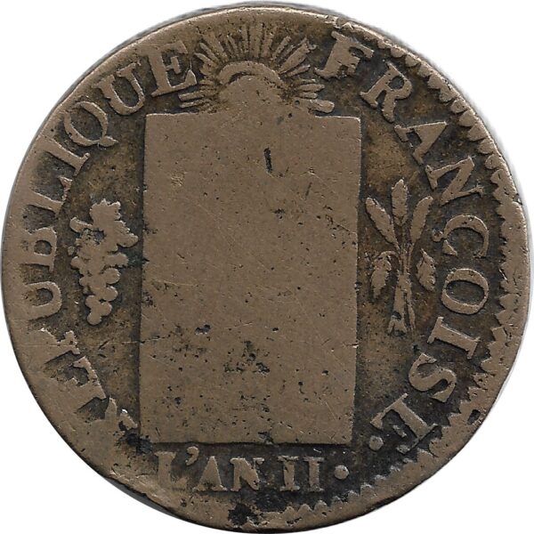 FRANCE LOUIS XVI 1 SOL AUX BALANCES 1793 W (Lille) B+