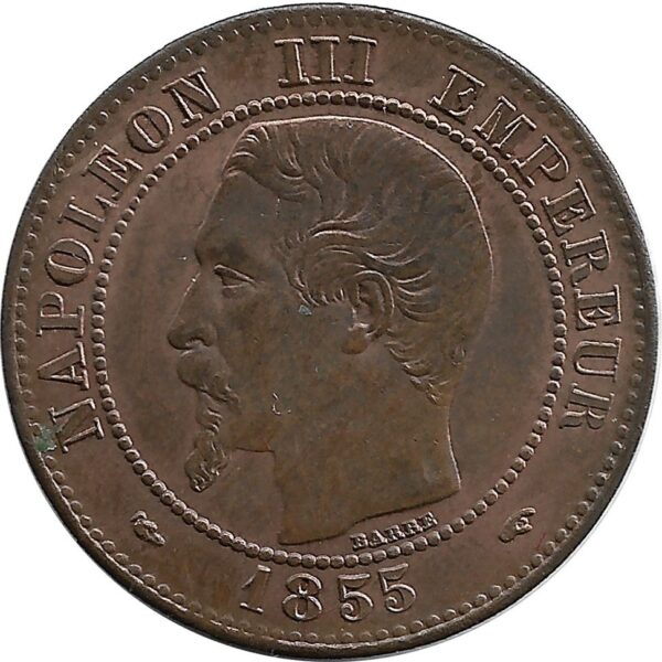 FRANCE 2 CENTIMES NAPOLEON III 1855 A CHIEN SUP