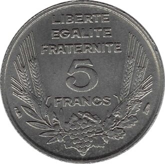 FRANCE 5 FRANCS BAZOR 1933 L.BAZOR serre TTB+