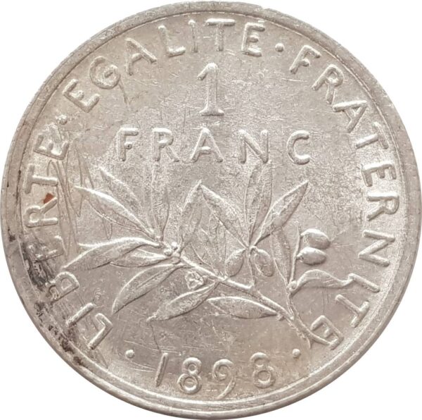 FRANCE 1 FRANC SEMEUSE 1898 SUP-