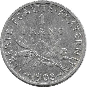 FRANCE 1 FRANC SEMEUSE 1908 TTB