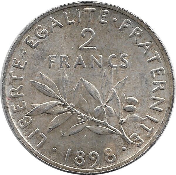 FRANCE 2 FRANCS SEMEUSE 1898 SUP
