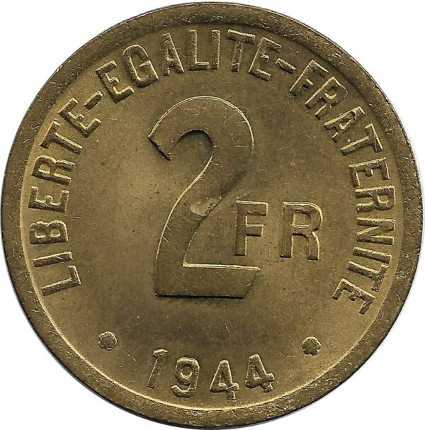 FRANCE 2 FRANCS PHILADELPHIE FRANCE LIBRE 1944 SUP+