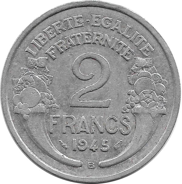 FRANCE 2 FRANCS MORLON ALUMINIUM 1945 B TTB