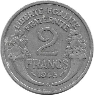 FRANCE 2 FRANCS MORLON ALUMINIUM 1945 C TTB-