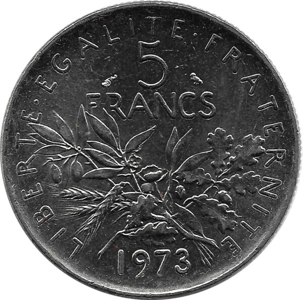 FRANCE 5 FRANCS SEMEUSE NICKEL 1973 SUP