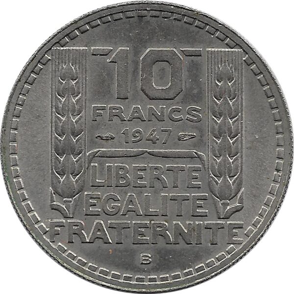 FRANCE 10 FRANCS TURIN PETITE TETE 1947 B SUP