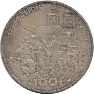 FRANCE 100 FRANCS LIBERATION DE PARIS 1994 TTB+