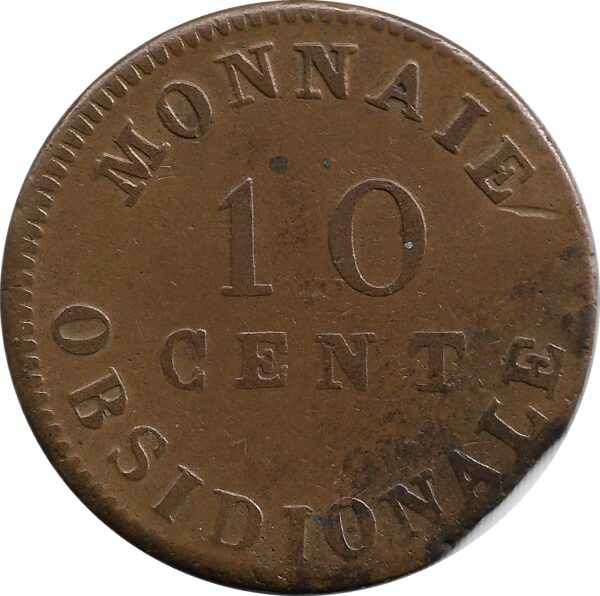 FRANCE 10 CENTIMES OBSIDIONALE 1814 TTB-
