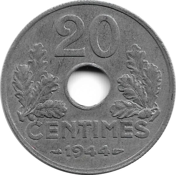 FRANCE 20 CENTIMES TYPE 20 1944 SUP