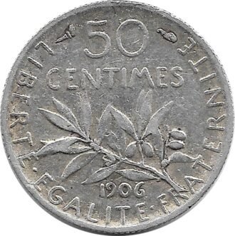 FRANCE 50 CENTIMES ROTY 1906 TB+