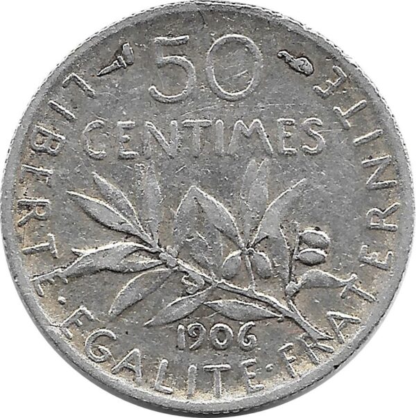 FRANCE 50 CENTIMES ROTY 1906 TB+