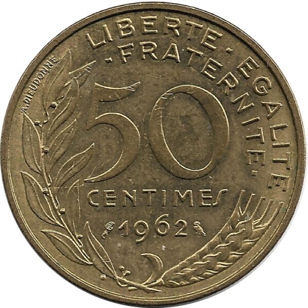 FRANCE 50 CENTIMES LAGRIFFOUL 1962 3 plis TTB