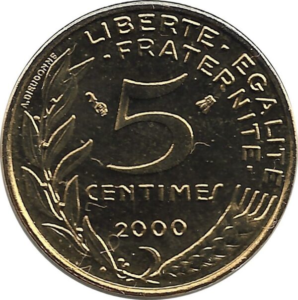 FRANCE 5 CENTIMES LAGRIFFOUL 2000 B.U