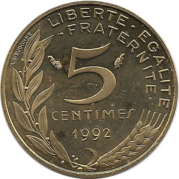 FRANCE 5 CENTIMES LAGRIFFOUL 1992 BE