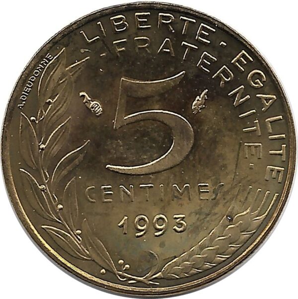 FRANCE 5 CENTIMES LAGRIFFOUL 1993 BE