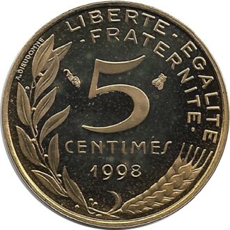 FRANCE 5 CENTIMES LAGRIFFOUL 1998 4 plis BE