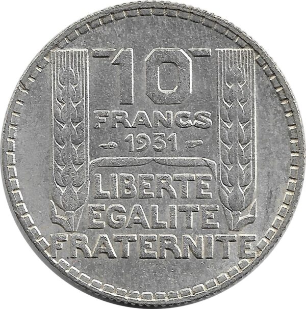 FRANCE 10 FRANCS TURIN ARGENT 1931 TTB+