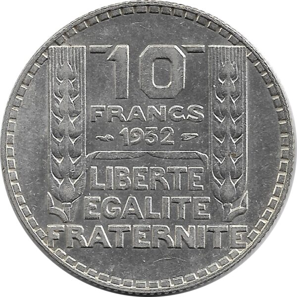 FRANCE 10 FRANCS TURIN ARGENT 1932 TTB+