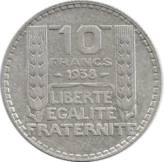 FRANCE 10 FRANCS TURIN ARGENT 1938 SUP