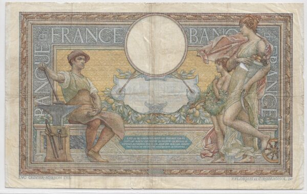 FRANCE 100 FRANCS L.O.M avec L.O.M SERIE R.185 18-4-1908 TB+