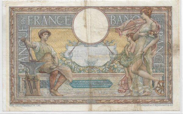 FRANCE 100 FRANCS L.O.M avec L.O.M SERIE P.194 24-4-1908 TTB-