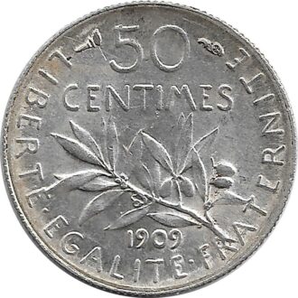 FRANCE 50 CENTIMES ROTY 1909 TTB+