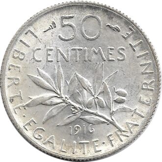 FRANCE 50 CENTIMES ROTY 1916 SUP-