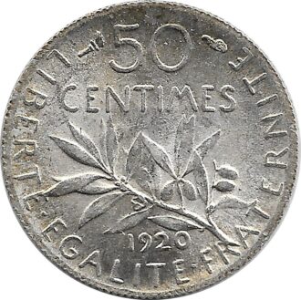 FRANCE 50 CENTIMES ROTY 1920 SUP
