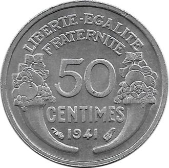 FRANCE 50 CENTIMES MORLON ALU 1941 LEGERE TTB+