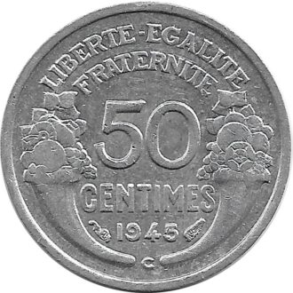FRANCE 50 CENTIMES MORLON ALU 1945 C TTB