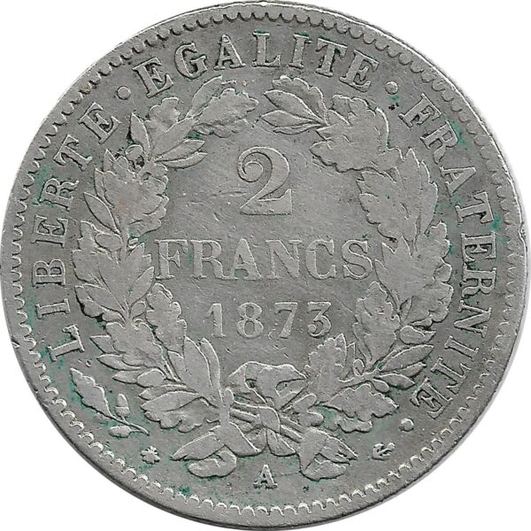 FRANCE 2 FRANCS CERES 1873 A (Paris) TB+