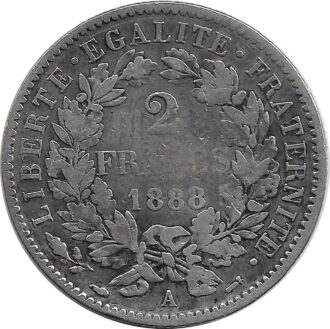 FRANCE 2 FRANCS CERES 1888 A (Paris) TB+