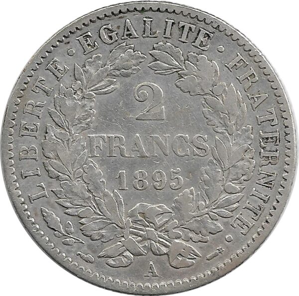 FRANCE 2 FRANCS CERES 1895 A (Paris) TTB