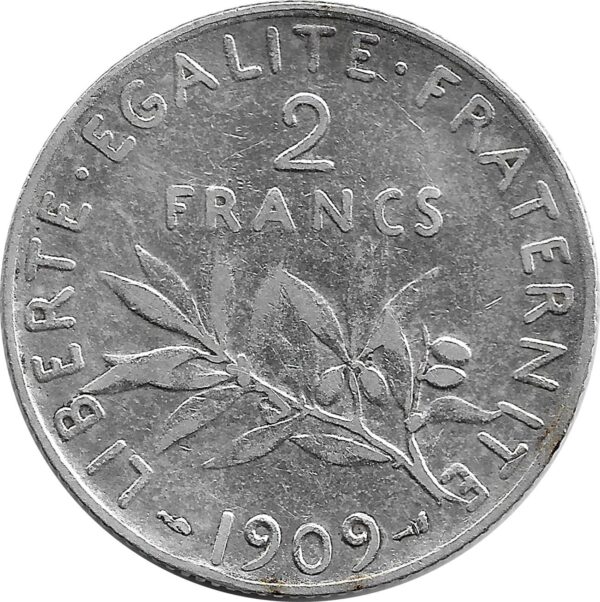 FRANCE 2 FRANCS SEMEUSE 1909 TB+