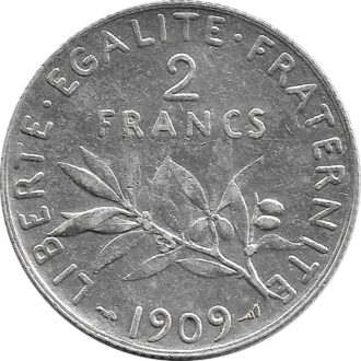 FRANCE 2 FRANCS SEMEUSE 1909 TTB+