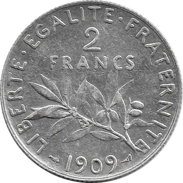 FRANCE 2 FRANCS SEMEUSE 1909 TTB+