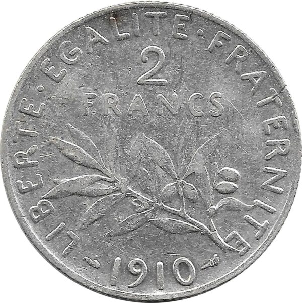 FRANCE 2 FRANCS SEMEUSE 1910 TTB-