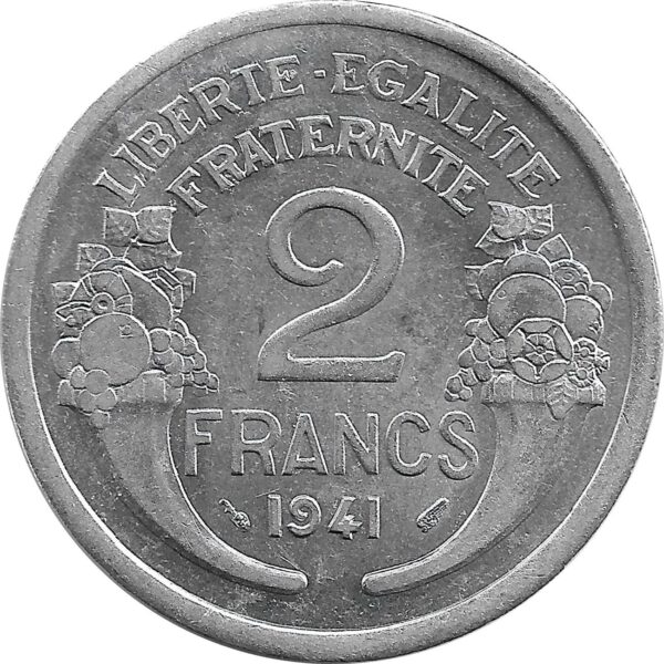 FRANCE 2 FRANCS MORLON ALU 1941 SUP